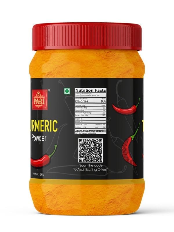 Pari Turmeric Powder, Highly Aromatic Turmeric, No Artificial Colour & Flavour, Minimum 2%-2.5% Curcumin | (Pack of 1 x 2000g)