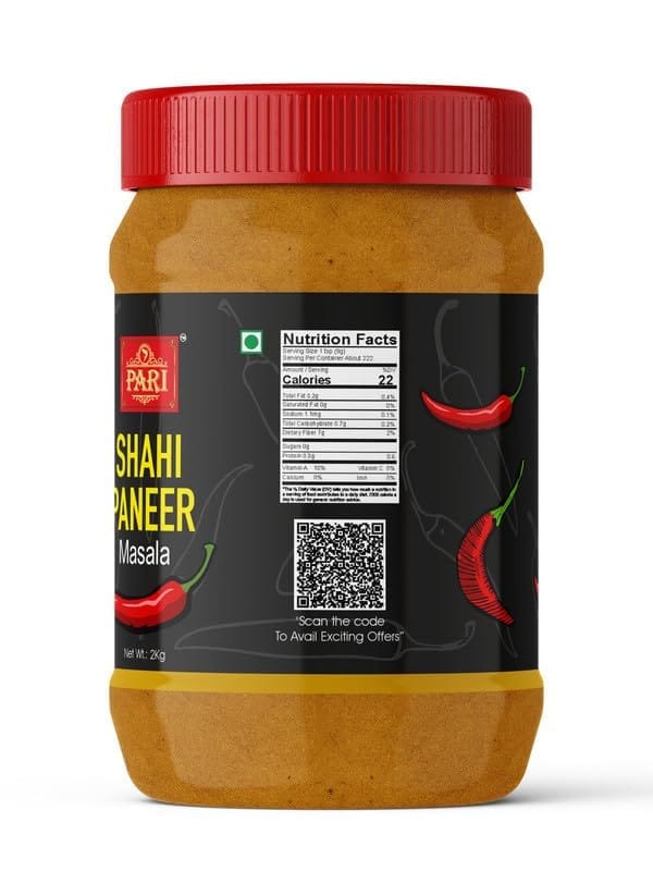 Pari Shahi Paneer Masala |Authentic Blend of Spices for Delicious North Indian Curry | Ideal for Home Cooks, No Colour, No Preservatives | (Pack of 1 x 2000g)