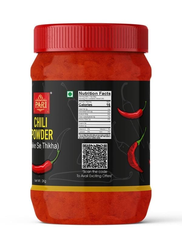 Pari Hot Red Chili Powder (Thike Se Thikha) | With No Added Flavours | No Colour | Indian Spices | (Pack of 1 x 2000g)