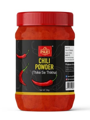 Pari Hot Red Chili Powder (Thike Se Thikha) | With No Added Flavours | No Colour | Indian Spices | (Pack of 1 x 2000g)