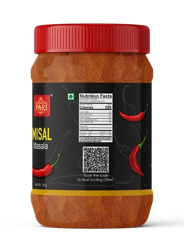 Pari Misal Ussal Masala | No Artificial Flavour | No Artificial Colours For Healthy Delicious Cooking Exotic Spices | Blended Cooking Supplies | (Pack of 1 x 2000g)