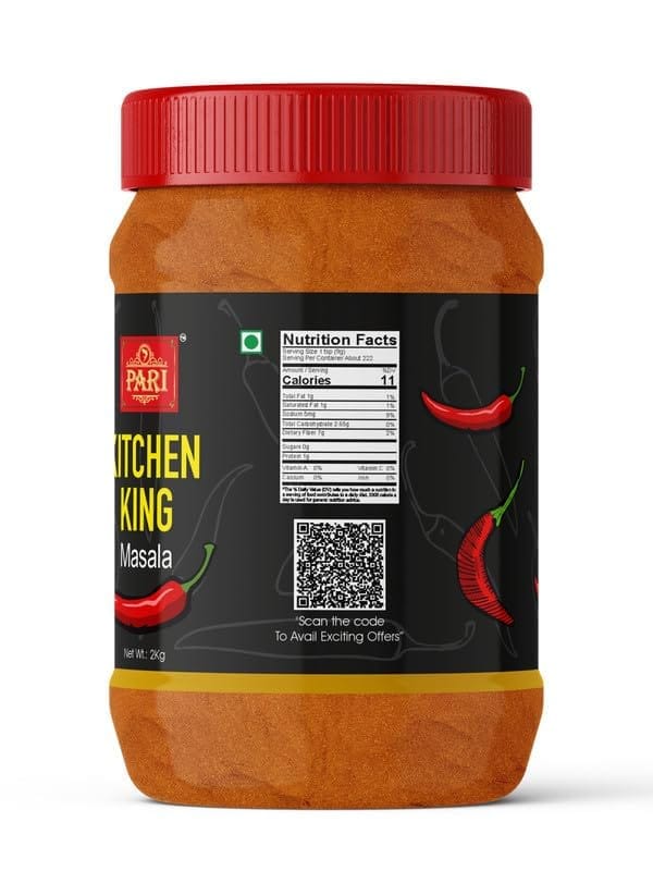 Pari Kitchen King Masala Powder | Blended Spice Mix | Indian Spice | Pure & Hygiene | 100% Fresh and Natural | (Pack of 1 x 2000g)