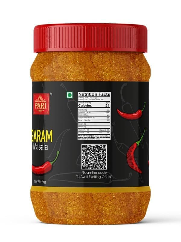 Pari Garam Masala | Garam Masala | Indian Spices & Masalas | Dry Powder | Spicy Powder | Clove, Coriander, Black Pepper, Black Cardamom | (Pack of 1 x 2000g)