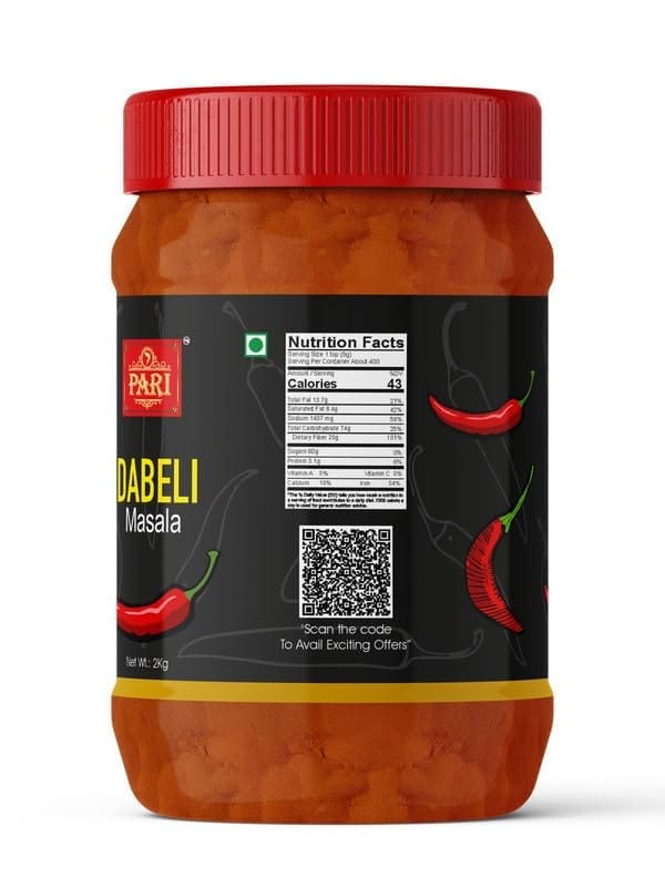 Pari Dabeli Masala | Tasty,Delicious,Flavorful Dabeli | for Healthy Cooking | Ready to Cook | All Seasonings Spices | Pure & Hygiene | Spice Mix | 100% Fresh and Natural | (Pack of 1 x 2000g)
