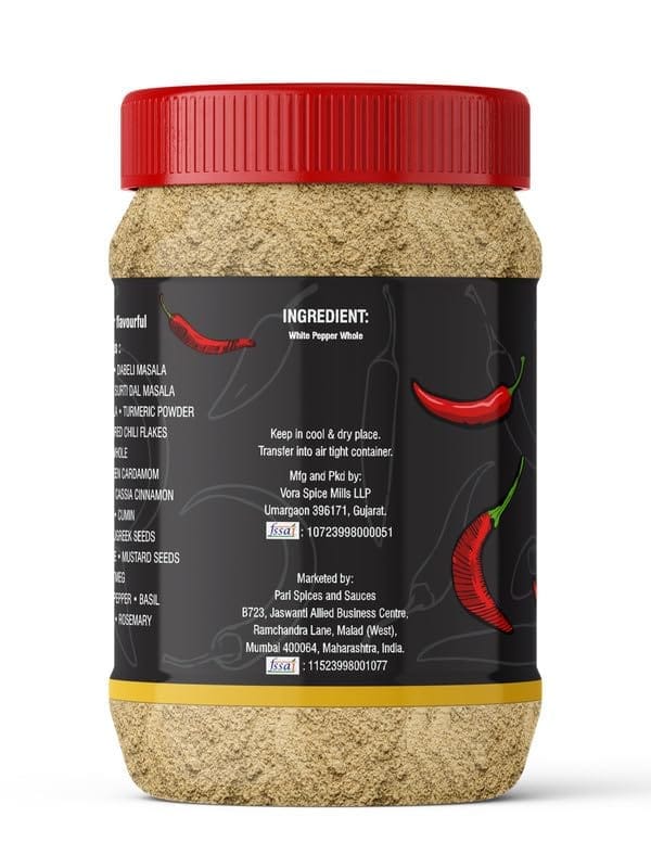 Pari White Pepper Powder | Safed Mirch Powder | Use in Casseroles, Pies, Mayonnaise, Cream-based soups and White sauces | (Pack of 1 x 1000g)