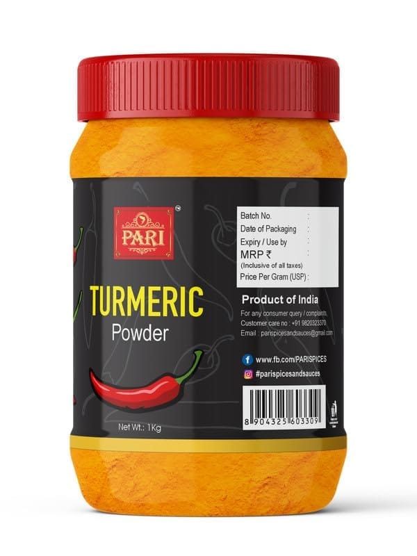 Pari Turmeric Powder, Highly Aromatic Turmeric, No Artificial Colour & Flavour, Minimum 2%-2.5% Curcumin | (Pack of 1 x 1000g)
