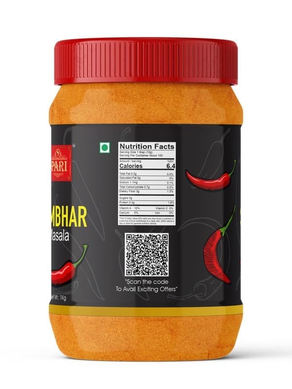 Pari Sambar Masala Powder | No Preservatives | Indian Spice | Easy to Cook | (Pack of 1 x 1000g)