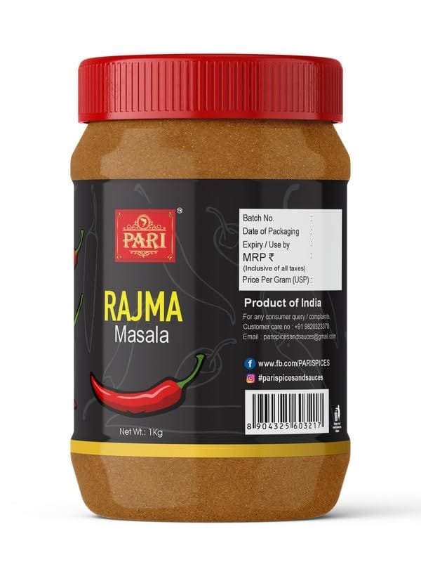 Pari Authentic Rajma Masala - best for Rajma Curries, Rice Dishes, Dal Tadka, and More | No Added Colors, No Preservatives, No MSG -100% pure & natural | Easy to Cook | (Pack of 1 x 1000g)