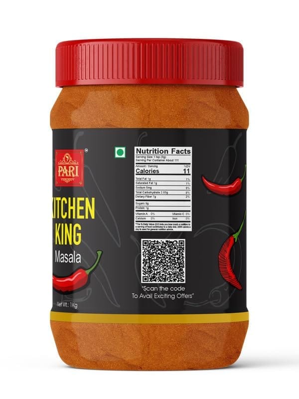 Pari Kitchen King Masala Powder | Blended Spice Mix | Indian Spice | Pure & Hygiene | 100% Fresh and Natural | (Pack of 1 x 1000g)