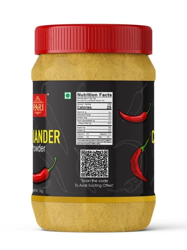 Pari Coriander Dhaniya Powder | Dhania Powder | Fresh Indian Whole Spices For Cooking (Powder) | Indian Spices | (Pack of 1 x 1000g)