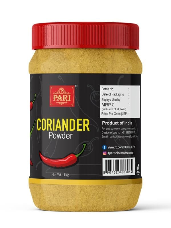 Pari Coriander Dhaniya Powder | Dhania Powder | Fresh Indian Whole Spices For Cooking (Powder) | Indian Spices | (Pack of 1 x 1000g)