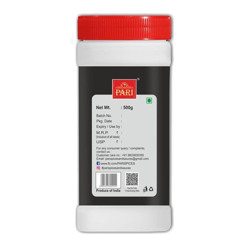 Pari Black Pepper Powder | Kali Mirch Powder | Gol Mirch Powder | Handpicked and Clean | Indian Spices | Chemical and Pesticides Free | Naturally Processed | (Pack of 1 x 500g Jar)