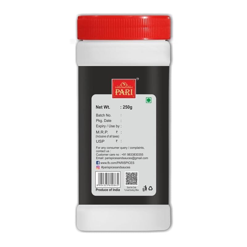 Pari Black Pepper Powder | Kali Mirch Powder | Gol Mirch Powder | Handpicked and Clean | Indian Spices | Chemical and Pesticides Free | Naturally Processed | (Pack of 1 x 250g)