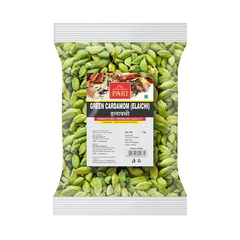 Pari Green Cardamom | Green Elaichi | Fibre Rich | Natural Cardamom | Premium Green Cardamom | Whole Spices | Hari Elaichi 1000 Gram
