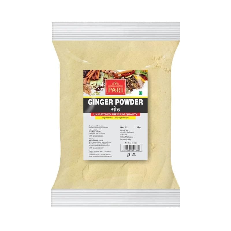 Pari Natural Dry Ginger Powder | Ginger Root Powder | Saunth Powder for Cooking,Tea, Ginger Bread, Cakes, Adrak Powder | 1 kg (Pack of 1)