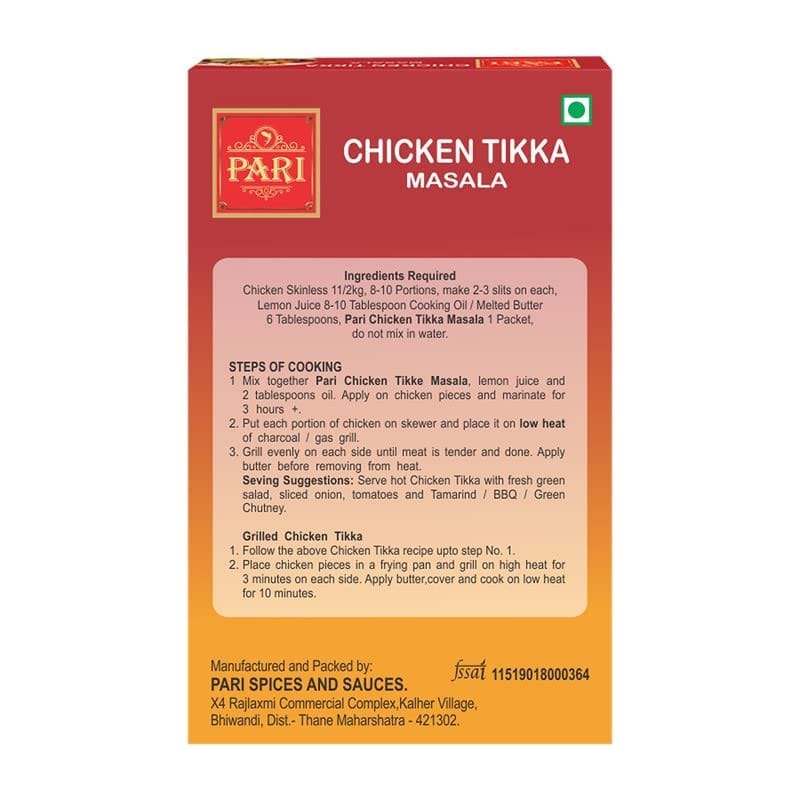Pari Chicken Tikka Masala Powder - For Healthy Delicious & Flavorful Cooking | Hygienically Packed | Easy to Cook | Ready to Cook | Preservative Free |50 gm