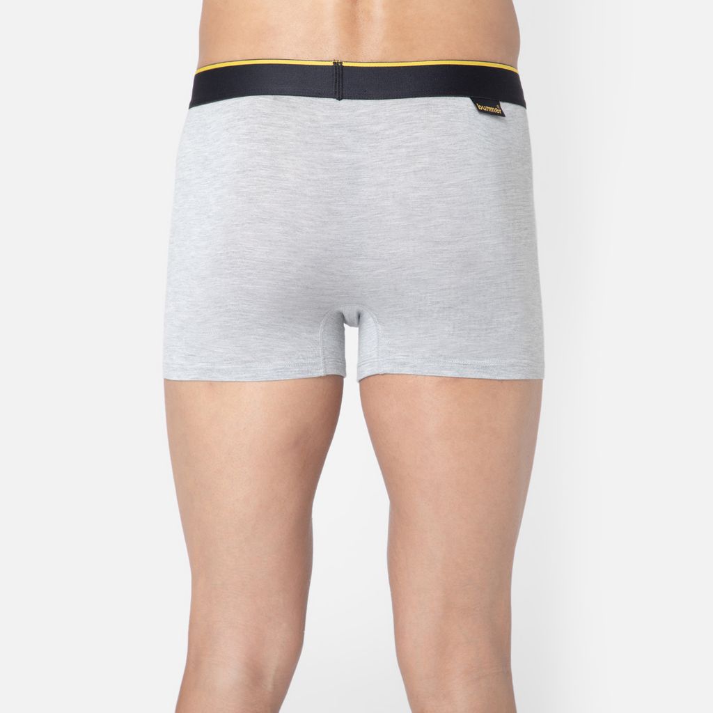 Bummer Men's Solid Micro Modal Trunks Underwear | Ultra Soft & Breathable - Grey Melange