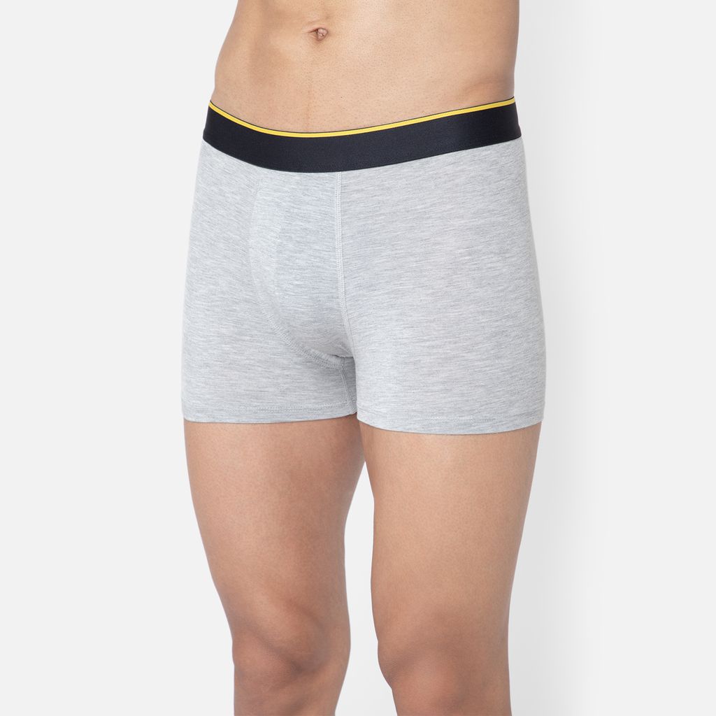 Bummer Men's Solid Micro Modal Trunks Underwear | Ultra Soft & Breathable - Grey Melange