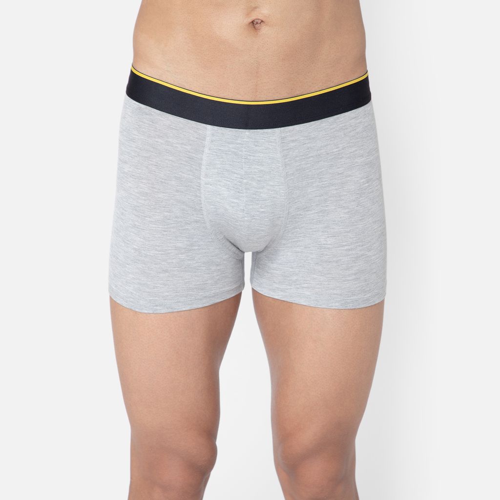 Bummer Men's Solid Micro Modal Trunks Underwear | Ultra Soft & Breathable - Grey Melange