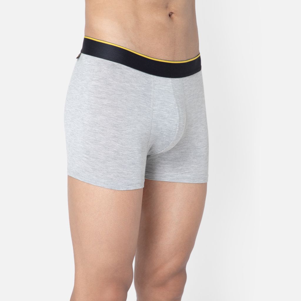 Bummer Men's Solid Micro Modal Trunks Underwear | Ultra Soft & Breathable - Grey Melange