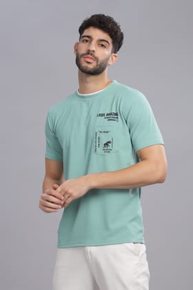 Men Printed Round Neck Polyester White T-Shirt