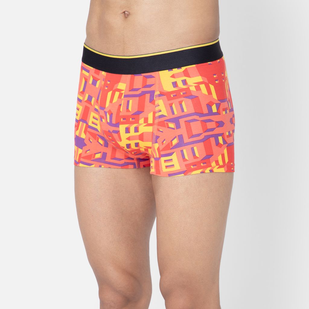 Bummer Men's Printed Micro Modal Trunks Underwear | Ultra Soft & Breathable - Bricked