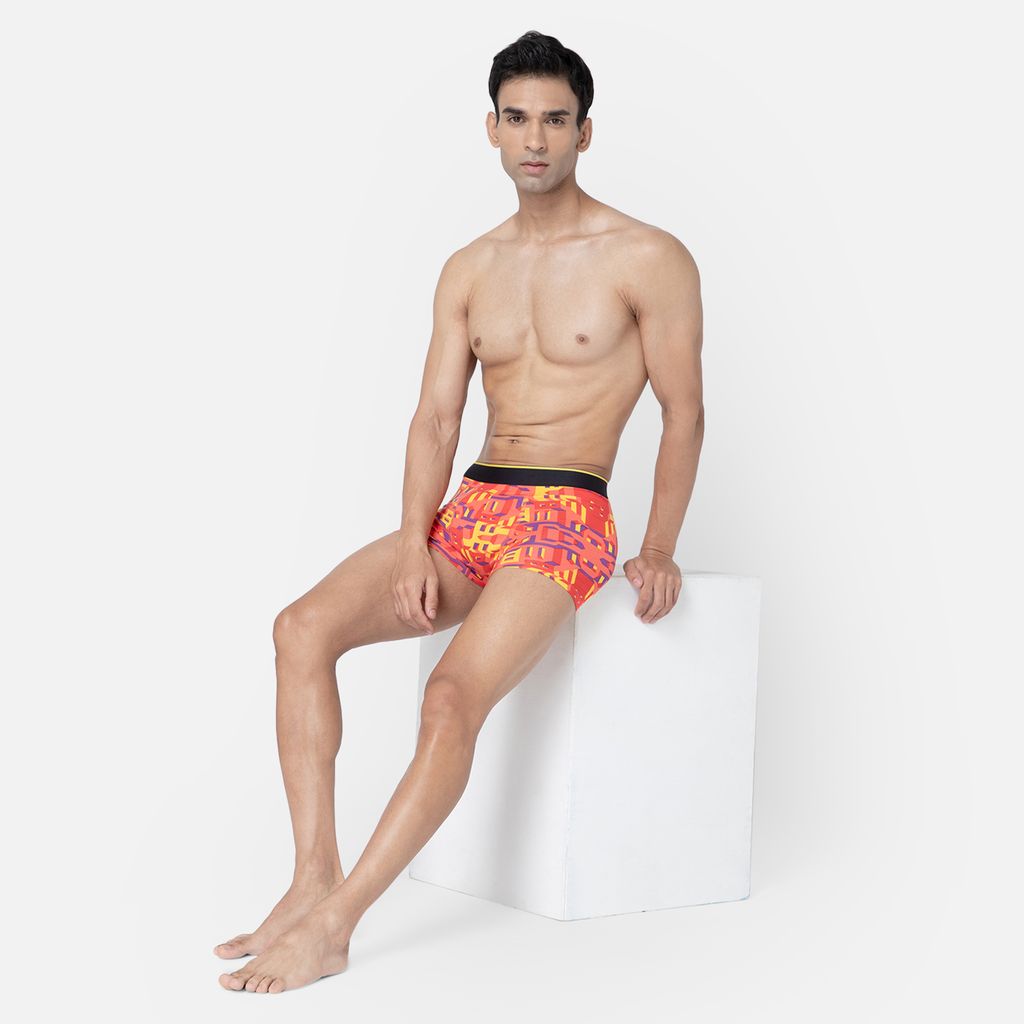 Bummer Men's Printed Micro Modal Trunks Underwear | Ultra Soft & Breathable - Bricked