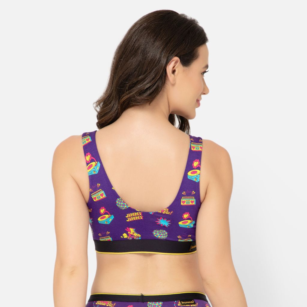 Bummer Women's Proactive Wireless Non Padded Sports Bra | Micro Modal Anti Bacterial & Full Coverage - Stereo Hearts