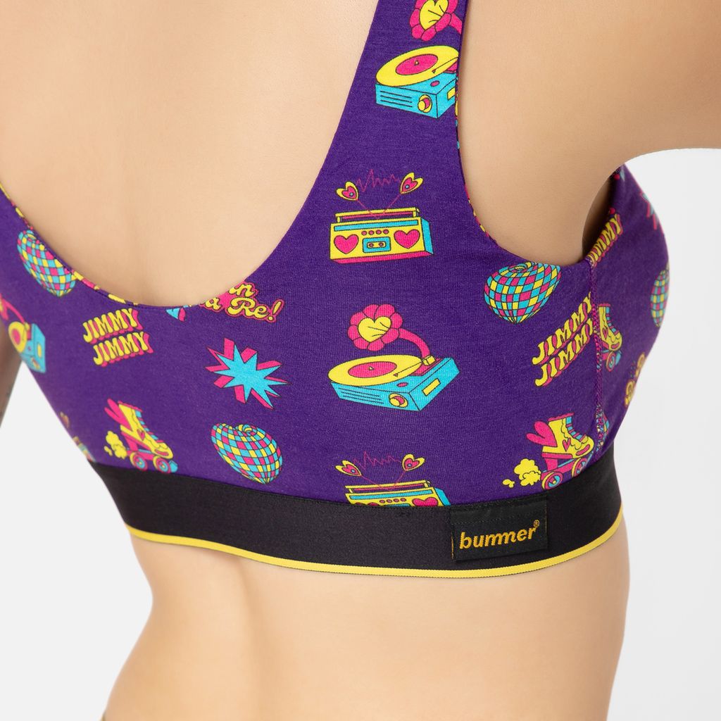 Bummer Women's Proactive Wireless Non Padded Sports Bra | Micro Modal Anti Bacterial & Full Coverage - Stereo Hearts