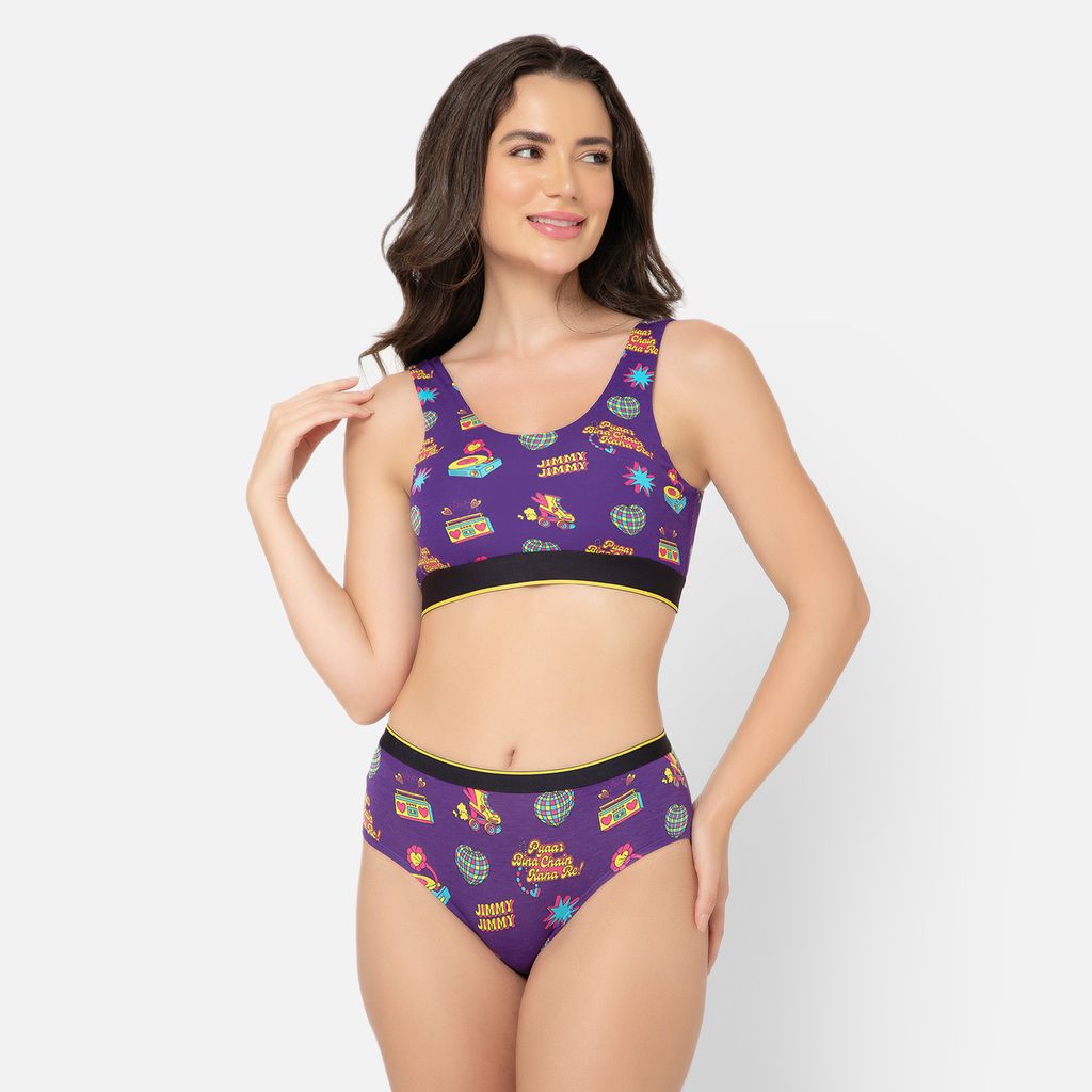 Bummer Women's Proactive Wireless Non Padded Sports Bra | Micro Modal Anti Bacterial & Full Coverage - Stereo Hearts