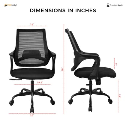 MANGO BLOSSOM NANO MID BACK MESH OFFICE CHAIR BLACK