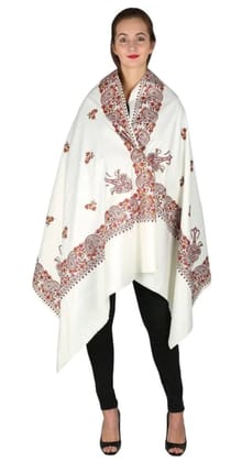 White Kashmiri Printed Woolen Warm Shawl/Soft Shawl for Women and Girls for Winter Season Size 40X 80 Pack Of 1