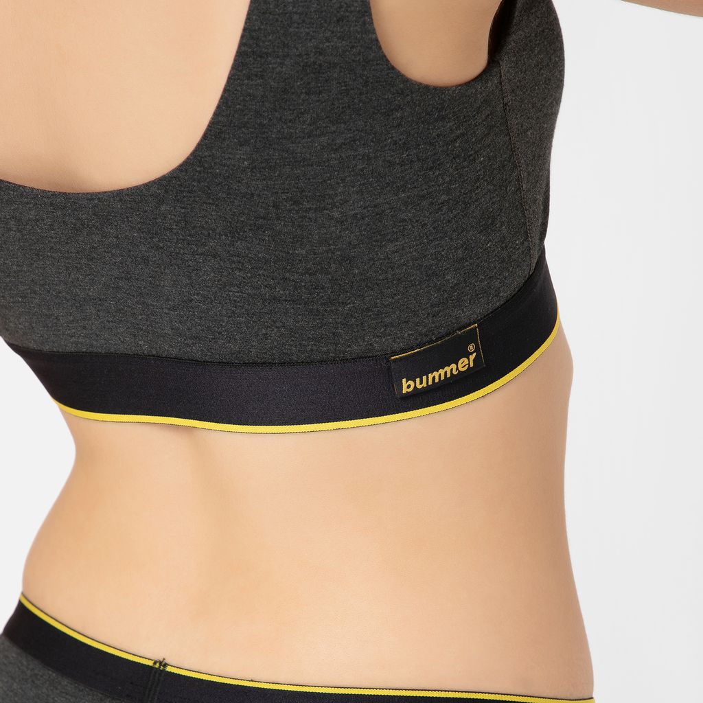 Bummer Women's Proactive Wireless Non Padded Sports Bra | Micro Modal Anti Bacterial & Full Coverage - Charcoal Melange