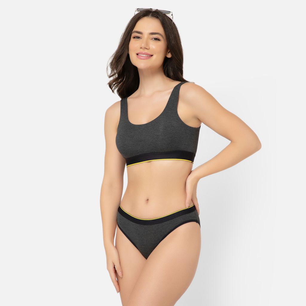 Bummer Women's Proactive Wireless Non Padded Sports Bra | Micro Modal Anti Bacterial & Full Coverage - Charcoal Melange