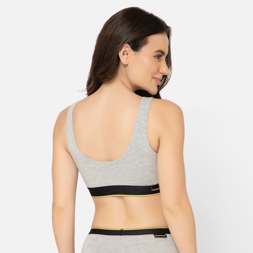 Bummer Women's Proactive Wireless Non Padded Sports Bra | Micro Modal Anti Bacterial & Full Coverage - Grey Melange