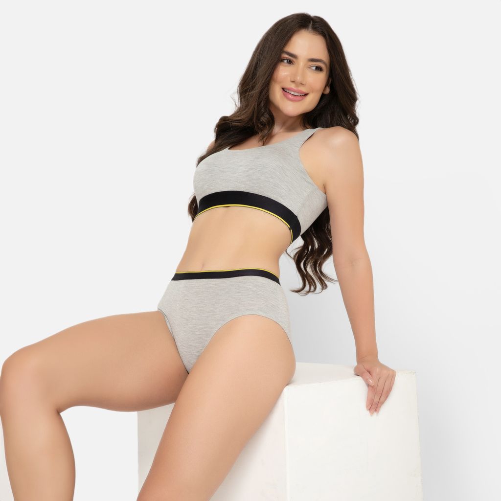 Bummer Women's Proactive Wireless Non Padded Sports Bra | Micro Modal Anti Bacterial & Full Coverage - Grey Melange