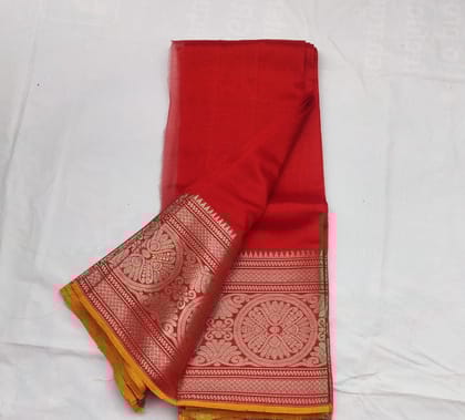  Red and gold silk saree with intricate zari work