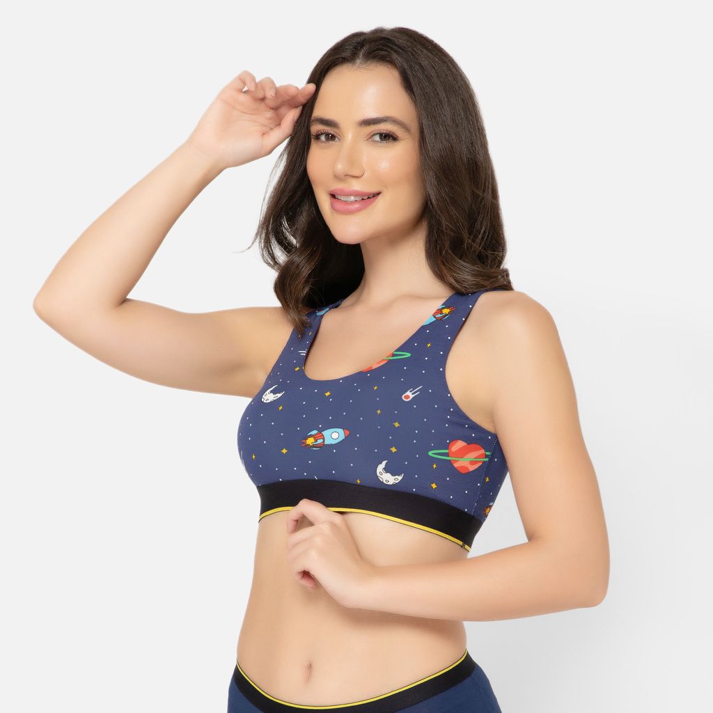 Bummer Women's Proactive Wireless Non Padded Sports Bra | Micro Modal Anti Bacterial & Full Coverage - Planet Love