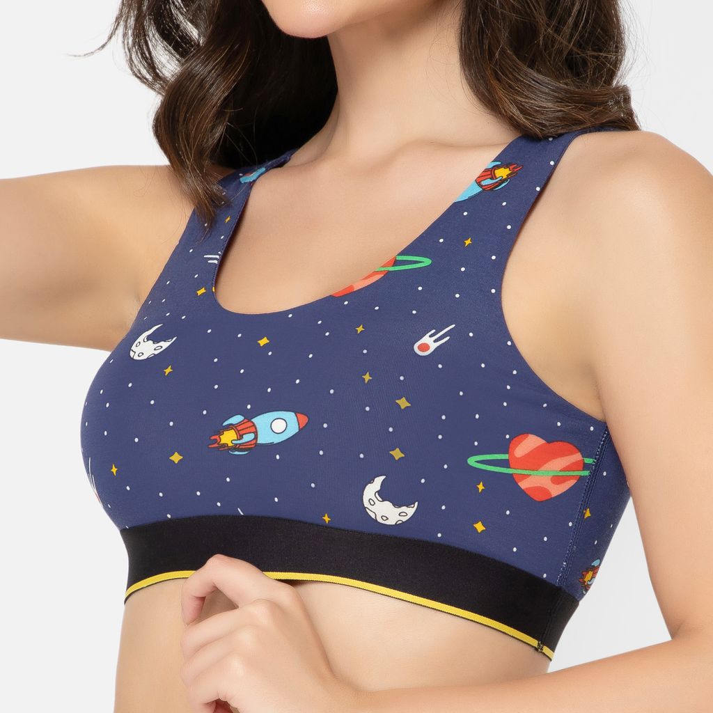 Bummer Women's Proactive Wireless Non Padded Sports Bra | Micro Modal Anti Bacterial & Full Coverage - Planet Love