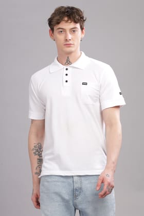 Men Solid Polo Neck Poly Cotton Pink T-Shirt