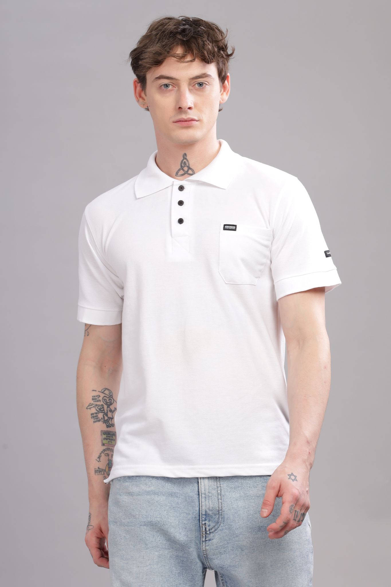 Men Solid Polo Neck Poly Cotton Pink T-Shirt