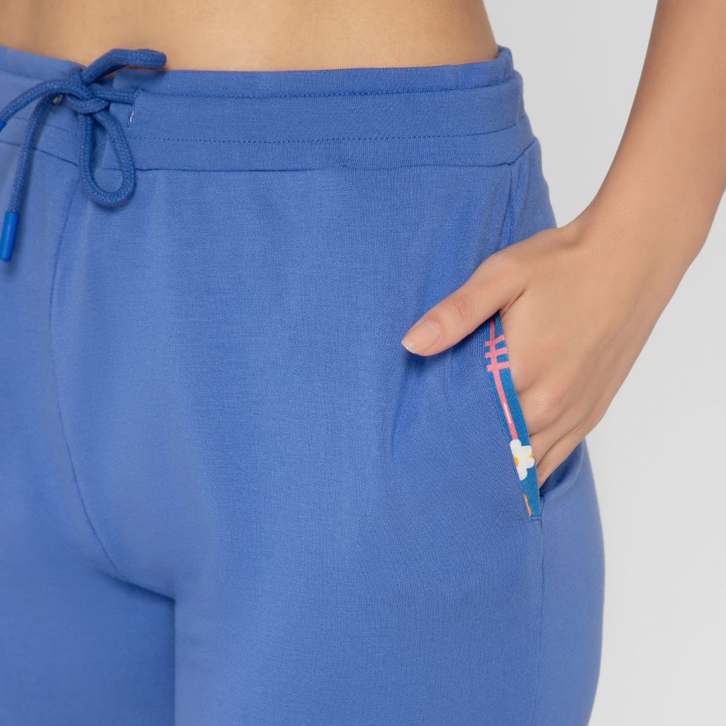 Bummer Women's Solid Micro Modal Shorts | Relaxed Fit Casual Lounge Shorts with Side Pocket - Azure