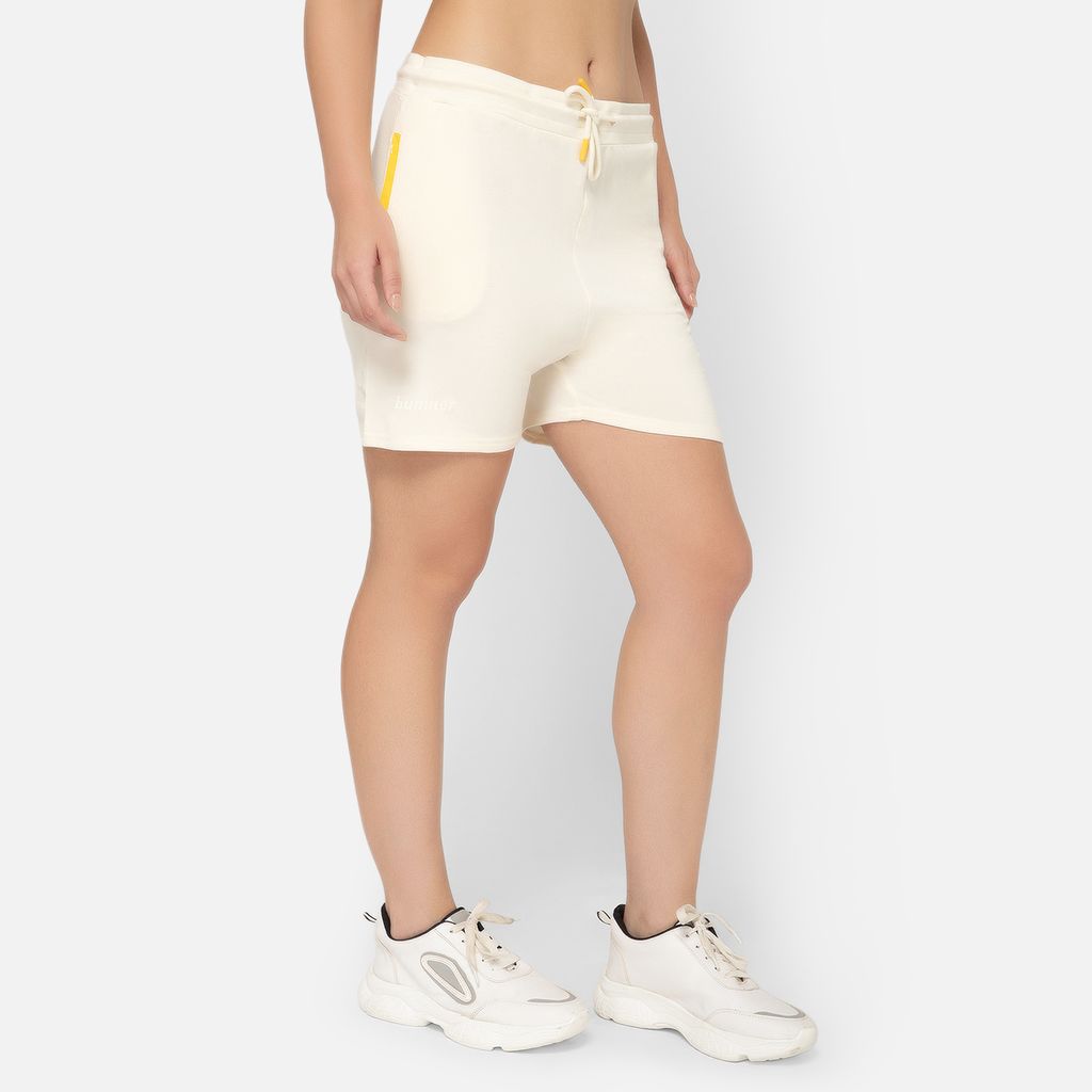 Bummer Women's Solid Micro Modal Shorts | Relaxed Fit Casual Lounge Shorts with Side Pocket - Champagne