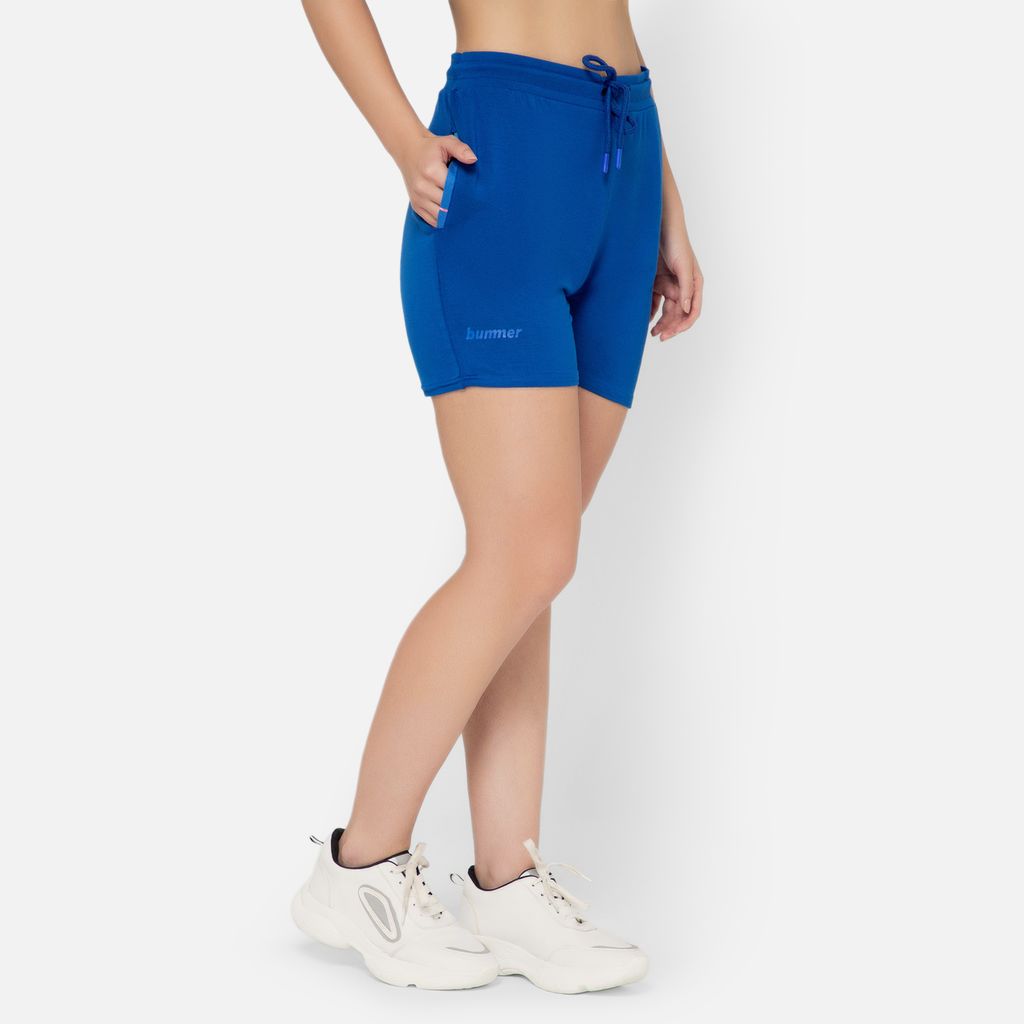 Bummer Women's Solid Micro Modal Shorts | Relaxed Fit Casual Lounge Shorts with Side Pocket - Skyfall