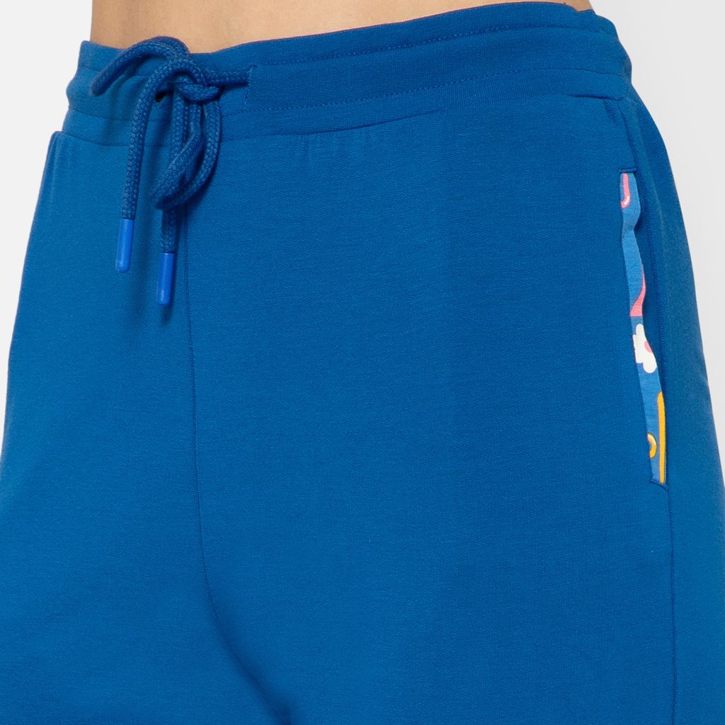 Bummer Women's Solid Micro Modal Shorts | Relaxed Fit Casual Lounge Shorts with Side Pocket - Skyfall