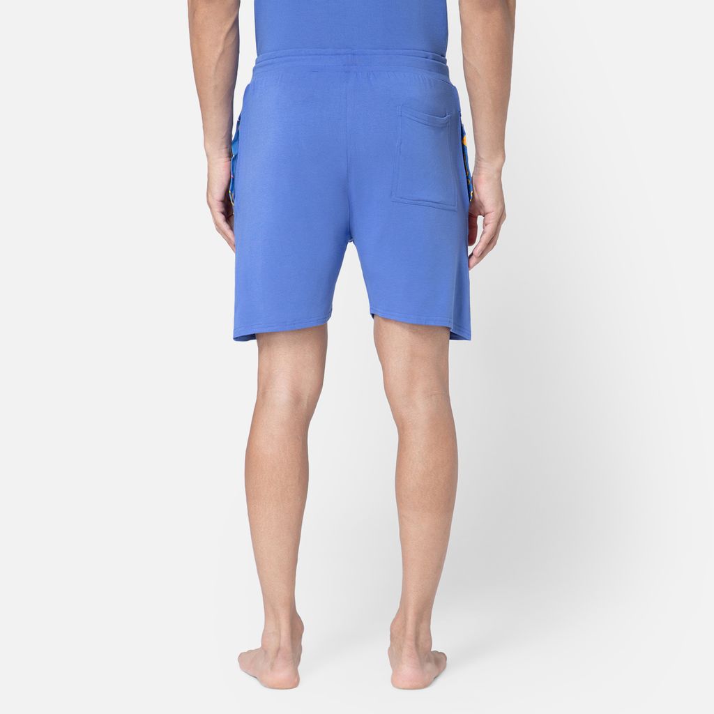 Bummer Men's Solid Micro Modal Shorts | Regular Fit Casual Lounge Shorts with Side Pocket - Azure
