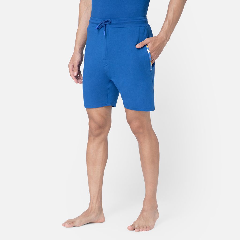 Bummer Men's Solid Micro Modal Shorts | Regular Fit Casual Lounge Shorts with Side Pocket - Skyfall