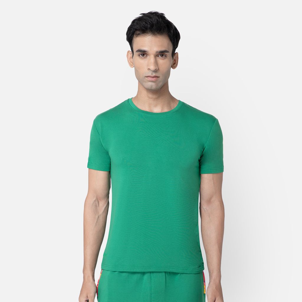 Bummer Men's Solid Relaxed Fit Micro Modal Half Sleeve T-Shirt - Matcha