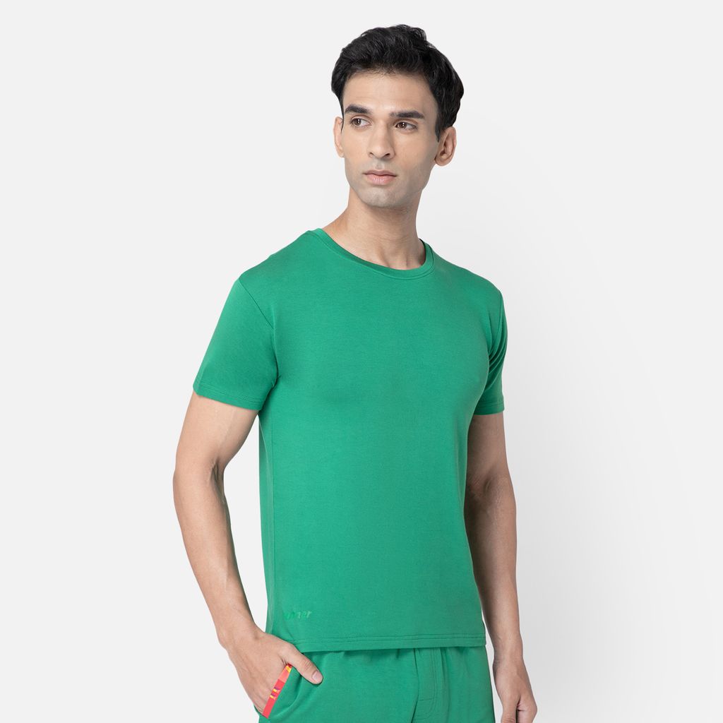 Bummer Men's Solid Relaxed Fit Micro Modal Half Sleeve T-Shirt - Matcha