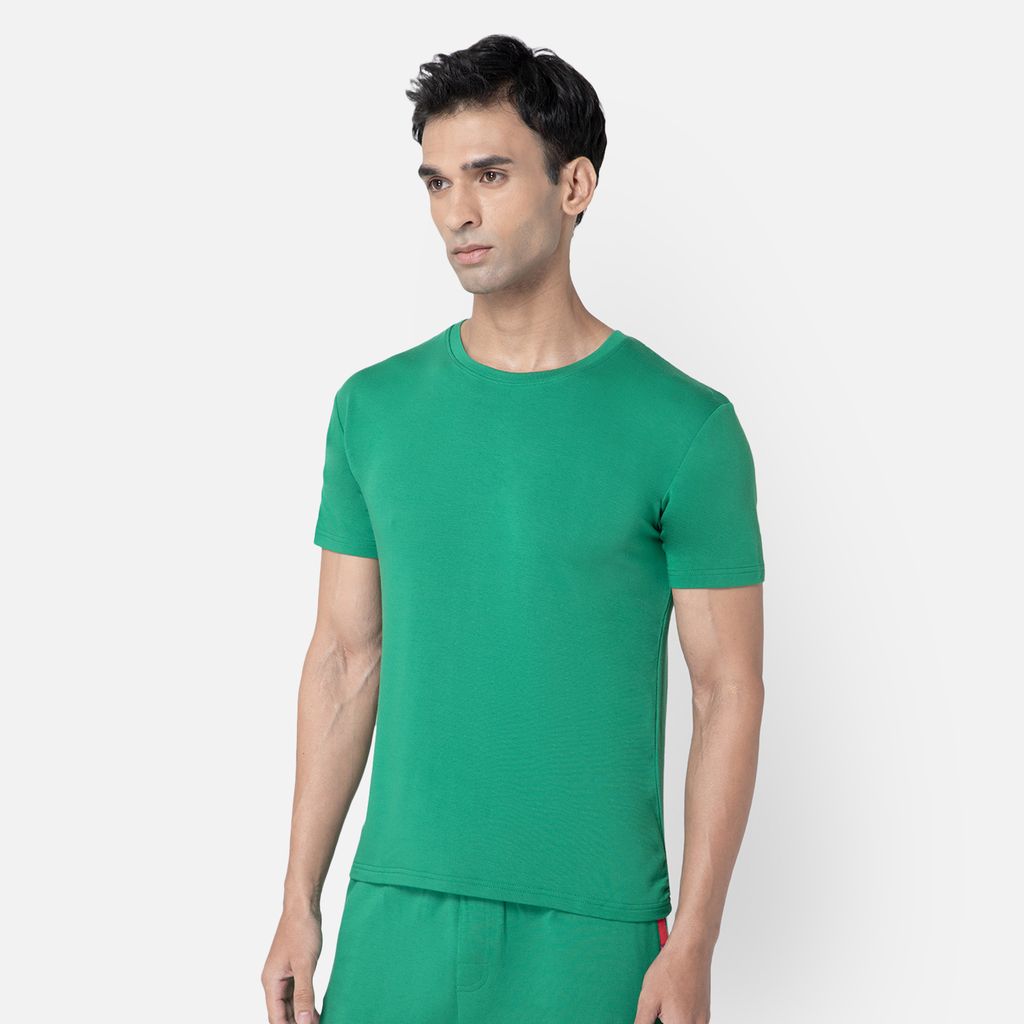 Bummer Men's Solid Relaxed Fit Micro Modal Half Sleeve T-Shirt - Matcha